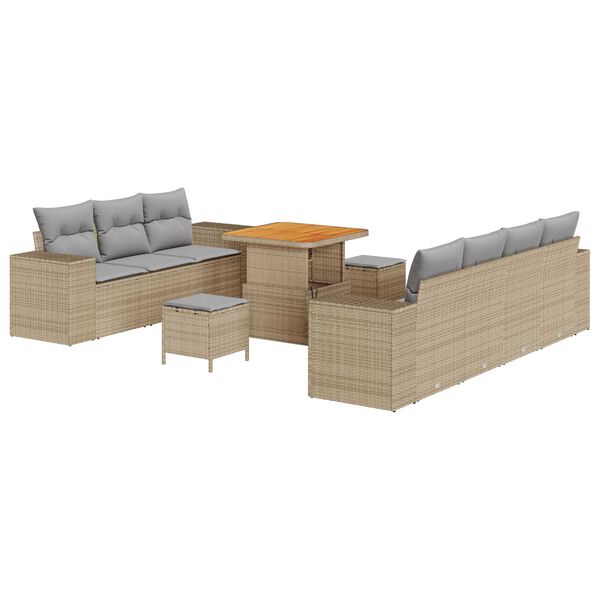 vidaXL Garten-Sofa-Set 10 pcs Beige Poly-Rattan