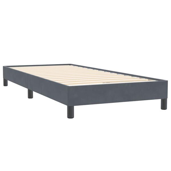 vidaXL Boxspringbett mit Matratze Dunkelgrau 100x220 cm Samt