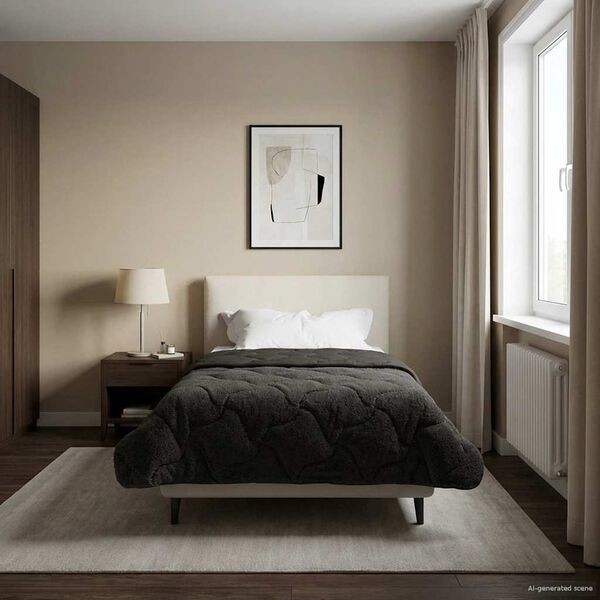 vidaXL Ganzjahresbettdecke Gepolstert Anthrazit 155 x 220 cm