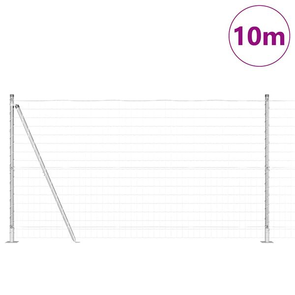 vidaXL Zaun mit Pfosten Silber 1,2 x 10 m Stahl
