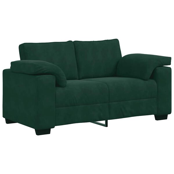 vidaXL 2-teiliges Sofa-Set mit Kissen, dunkelgr&uuml;ner Samt