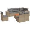 vidaXL 9-tlg. Garten-Sofagarnitur mit Kissen Beige Poly Rattan
