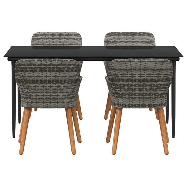 vidaXL Garten Essgruppe mit Kissen 5 pcs Grau Poly-Rattan