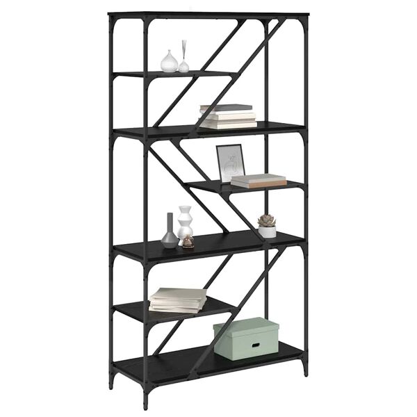 vidaXL B&uuml;cherregal Schwarz Eichen-Optik 91 x 36 x 176 cm Holzwerkstoff