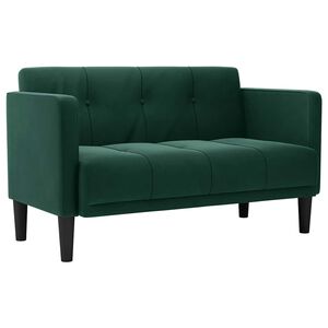 vidaXL Zweisitzer-Sofa Dunkelgr&uuml;n 111 cm Samt