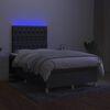 vidaXL Boxspringbett mit Matratze & LED Dunkelgrau 120x190 cm Stoff