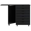 vidaXL Rollschrank mit Schreibtisch MOSS Schwarz Massivholz Kiefer