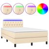 vidaXL Boxspringbett mit Matratze & LED Creme 120x200 cm Stoff