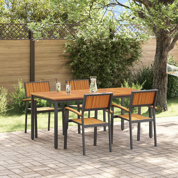 vidaXL Garten Essgruppe 5 pcs Schwarz Massivholz Akazie