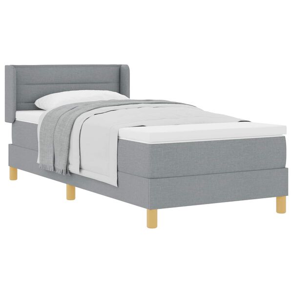 vidaXL Boxspringbett mit Matratze Hellgrau 200 x 100 cm Stoff