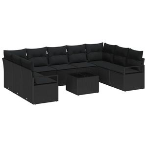 vidaXL Gartensofa-set 10 stk. Schwarz Poly-Rattan