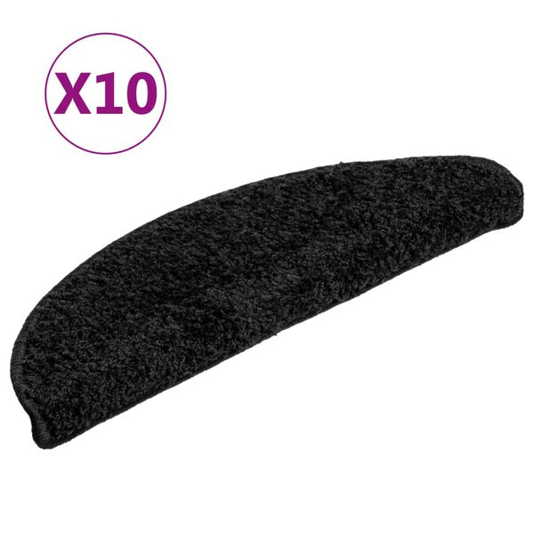 vidaXL Stufenmatten 10 Stk. 56x17x3 cm Schwarz Halbrund