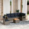vidaXL 7-teiliges Gartensofa-Set mit Kissen, grau, Polyrattan