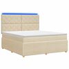 vidaXL LED Boxspringbett mit Matratze Creme 160 x 200 cm Stoff