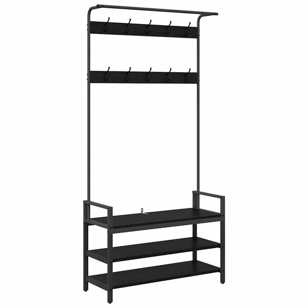 vidaXL Garderobenst&auml;nder Schwarz Eichen-Optik 95 x 34 x 184 cm