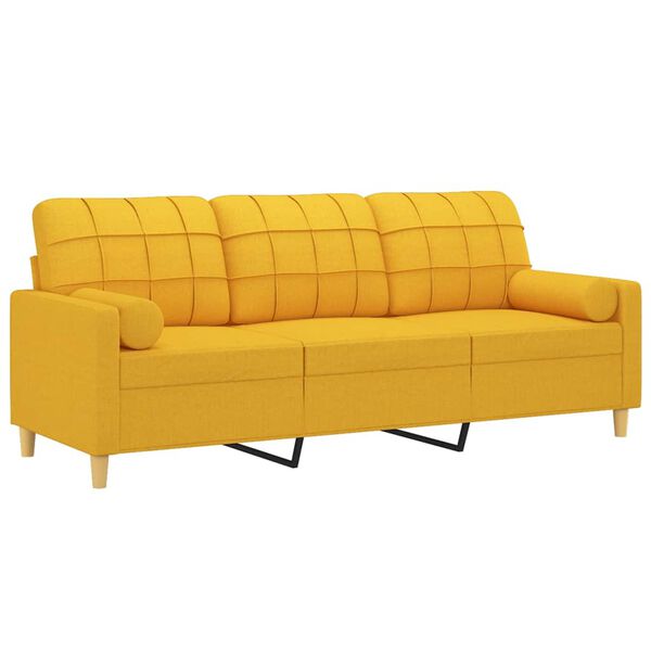 vidaXL 3-Sitzer-Sofa mit Kissen Hellgelb 180 cm Stoff