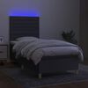vidaXL Boxspringbett mit Matratze & LED Dunkelgrau 80x200 cm Stoff