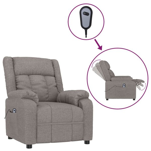 vidaXL Relaxsessel Elektrisch Taupe Stoff
