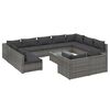 vidaXL 12-tlg. Garten-Lounge-Set mit Kissen Grau Poly Rattan