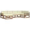 vidaXL Outdoor-Sofagarnitur mit Kissen 6 pcs Natur und Creme