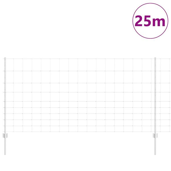 vidaXL Zaun mit Pfosten Silber 1,2 x 25 m Stahl