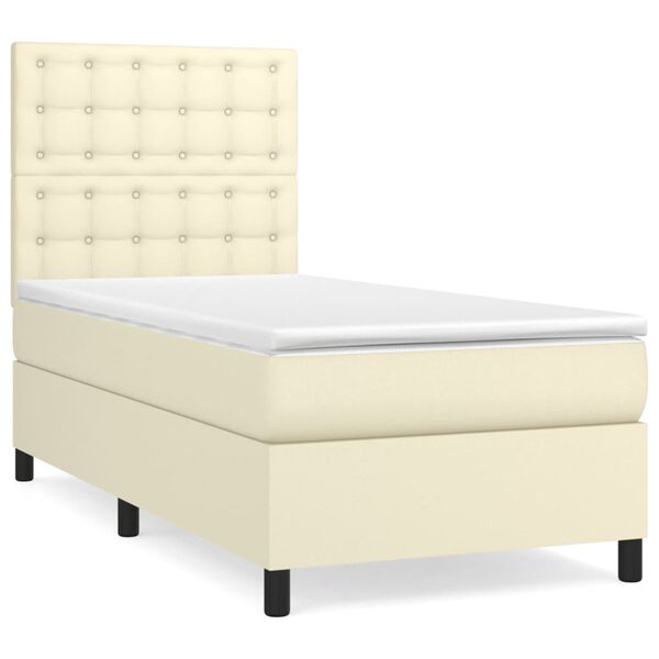 vidaXL Boxspringbett mit Matratze Creme 80x200 cm Kunstleder