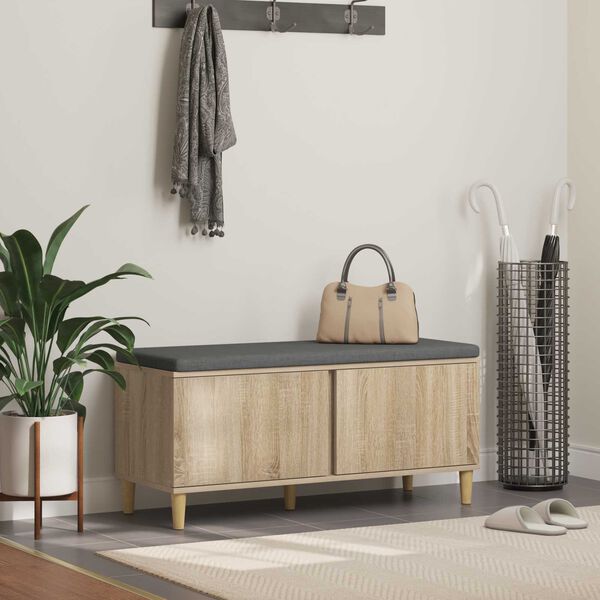 vidaXL Flurbank mit Kissen mit Speicher Sonoma-Eiche 60 x 38 x 46 cm