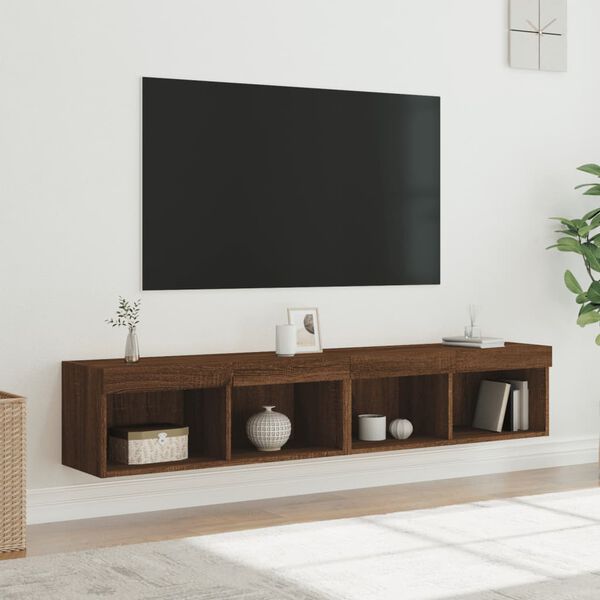 vidaXL TV-Schr&auml;nke mit LED-Leuchten 2 Stk. Braun Eichen-Optik