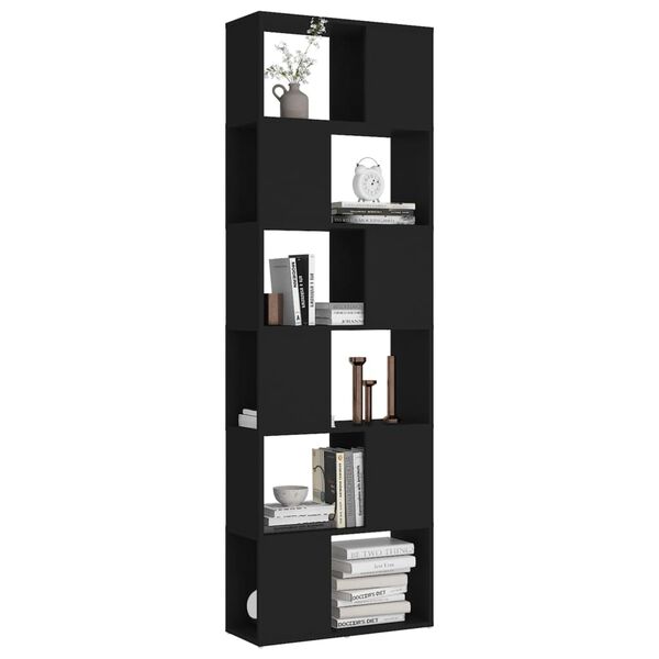 vidaXL Bücherregal Raumteiler Schwarz 60x24x186 cm Holzwerkstoff