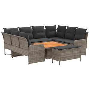 vidaXL M&ouml;belsets mit Kissen 7 pcs Grau und Dunkelgrau PE-Rattan