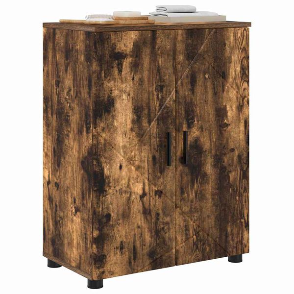 vidaXL Badezimmerschrank mit T&uuml;r Ger&auml;ucherte Eiche 60 x 35 x 80 cm