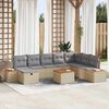 vidaXL Garten-Sofa-Set mit Kissen 9 pcs Beige Poly Rattan
