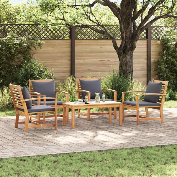 vidaXL Gartensofa-set 5 pcs Natur Massivholz Teak