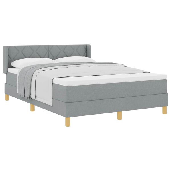 vidaXL Boxspringbett mit Matratze Hellgrau 200 x 160 cm Stoff