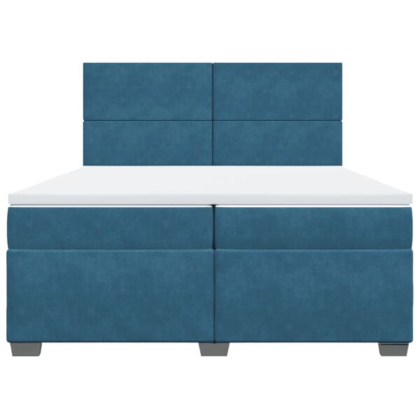 vidaXL Boxspringbett mit Matratze Blau 200x200 cm Samt