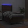vidaXL Boxspringbett mit Matratze & LED Braun 90x200 cm Kunstleder