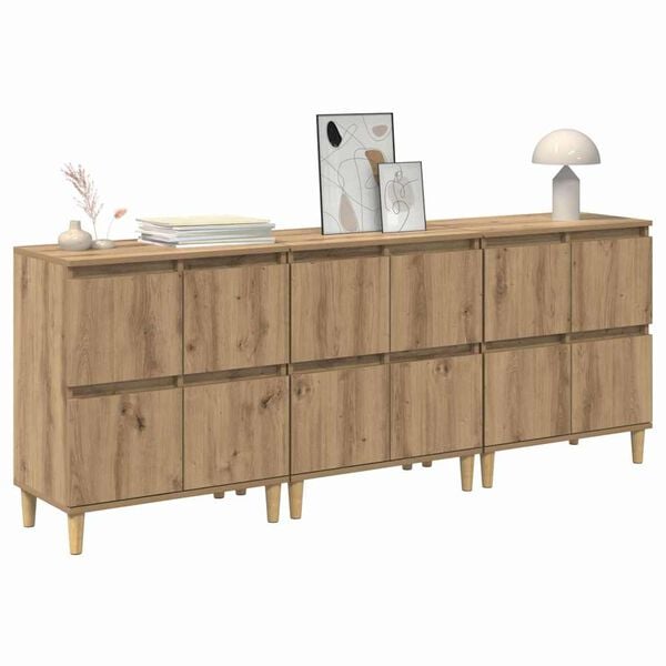 vidaXL Sideboards 3 pcs Artisan-Eiche 60 x 35 x 70 cm Holzwerkstoff