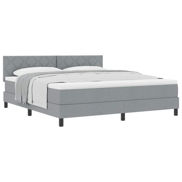 vidaXL Boxspringbett mit Matratze Hellgrau 180 x 200 cm Stoff
