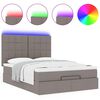 vidaXL Ottoman-Bett mit Matratze & LEDs Taupe 140x200 cm Stoff