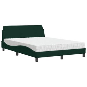 vidaXL Bett mit Matratze "Dover" Dunkelgr&uuml;n 140x200 cm Samt