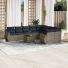 vidaXL 10-teiliges Gartensofa-Set mit Kissen, grau, Polyrattan