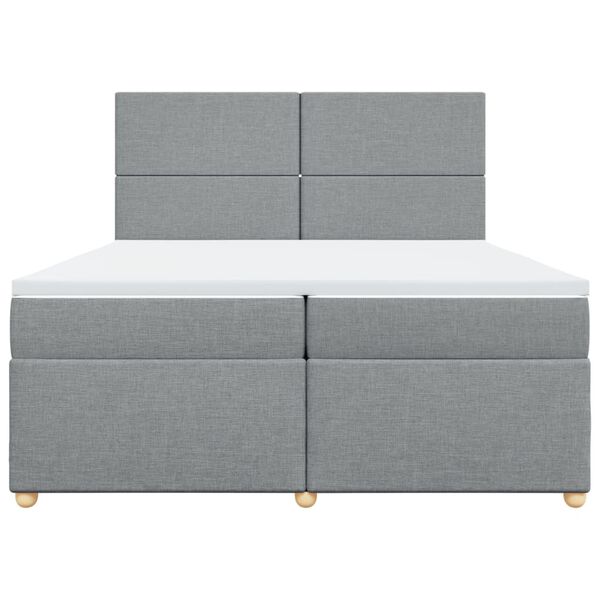 vidaXL Boxspringbett mit Matratze Hellgrau 200x200 cm Stoff
