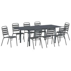 vidaXL Garten Essgruppe 9 stk. Anthrazit Pulverbeschichteter Stahl