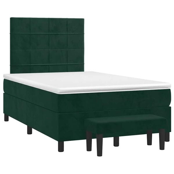 vidaXL Boxspringbett mit Matratze Dunkelgr&uuml;n 120x190 cm Samt