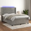 vidaXL Boxspringbett mit Matratze & LED Hellgrau 140x190 cm Samt
