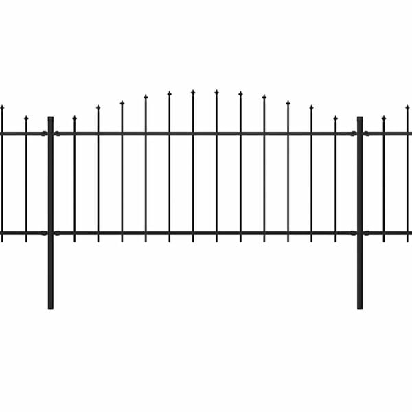 vidaXL Gartenzaun mit Speerspitzen Stahl (0,5 - 0,75) x 3,4 m Schwarz