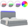vidaXL Bett mit LED-Lichtleisten Hellgrau 200 x 200 cm Stoff