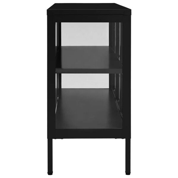vidaXL Sideboard Schwarz 70x35x70 cm Stahl und Glas