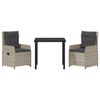 vidaXL Garten Essgruppe 3 pcs Hellgrau Poly-Rattan