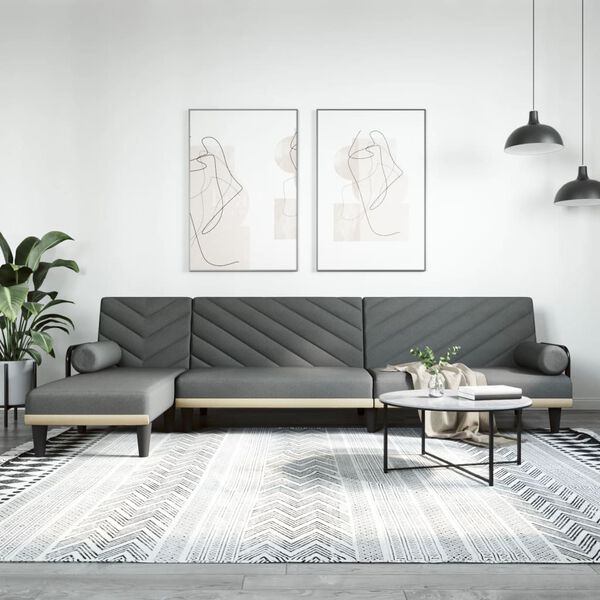 vidaXL Schlafsofa in L-Form Dunkelgrau 260x140x70 cm Stoff